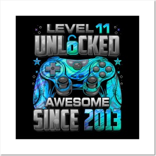 Level Unlocked Awesome Since 2013 11th Birthday Gaming Posters and Art